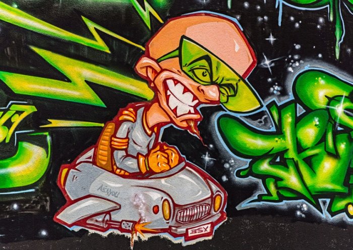 Graffiti Urban Street Art Painted Wall Comic Face